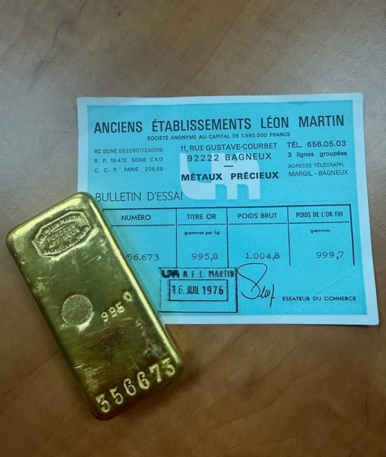 Vente de 5 lingots d&rsquo;or